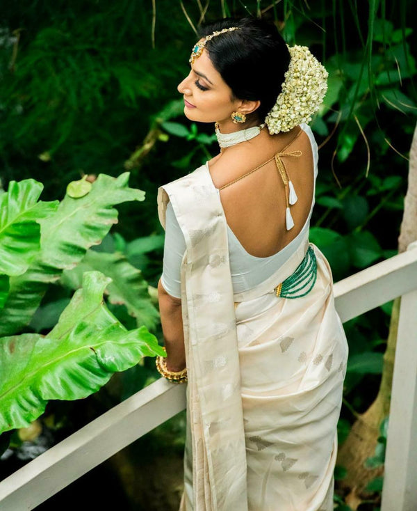 Latest Half White Silk Saree | Perfect Choice for Festivals and Parties