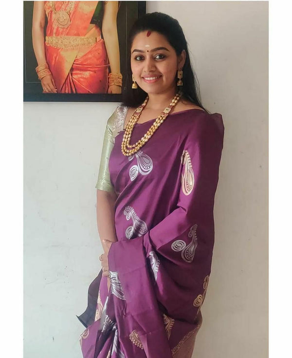 Soft Weave Purple  Silk Saree | Lightweight and Easy to Carry for Hours