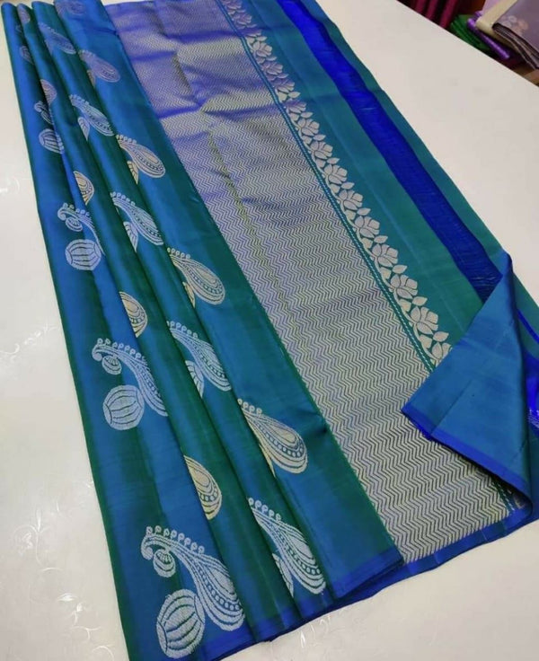 Attractive Firozi  Silk Saree | Perfect Mix of Comfort and Elegance