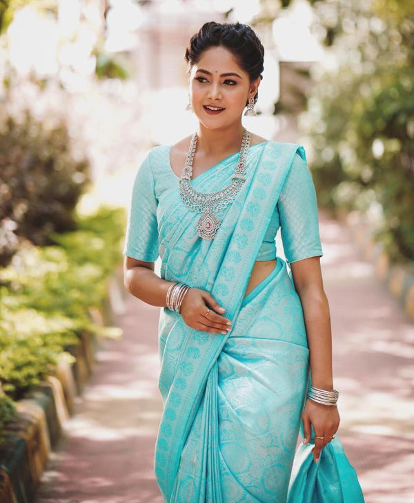 Grand Sky Silk Saree | Ideal Choice for Special Weddings and Occasions