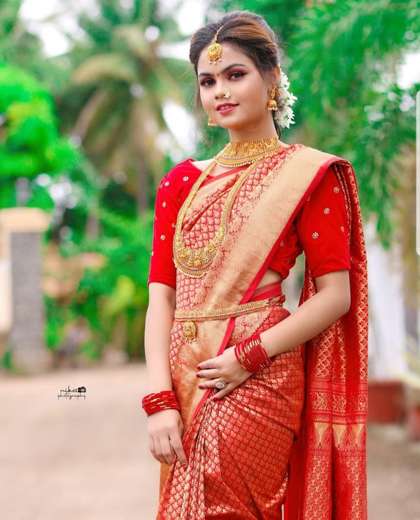 Trending Weave Red Silk Saree | Perfect for Weddings and Receptions