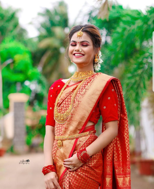 Trending Weave Red Silk Saree | Perfect for Weddings and Receptions