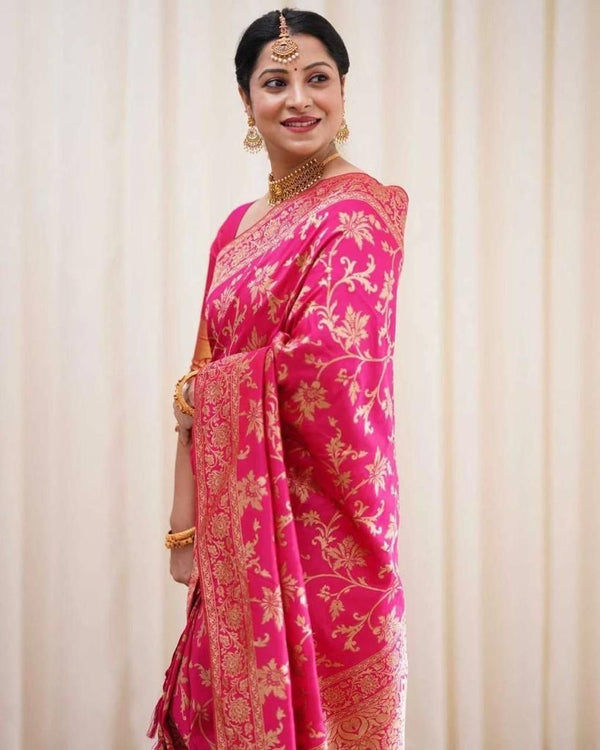 Gorgeous Pink Silk Saree with Fine Craftsmanship and Beautiful Finish