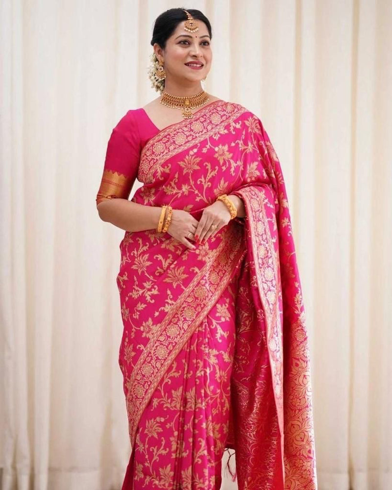 Gorgeous Pink Silk Saree with Fine Craftsmanship and Beautiful Finish