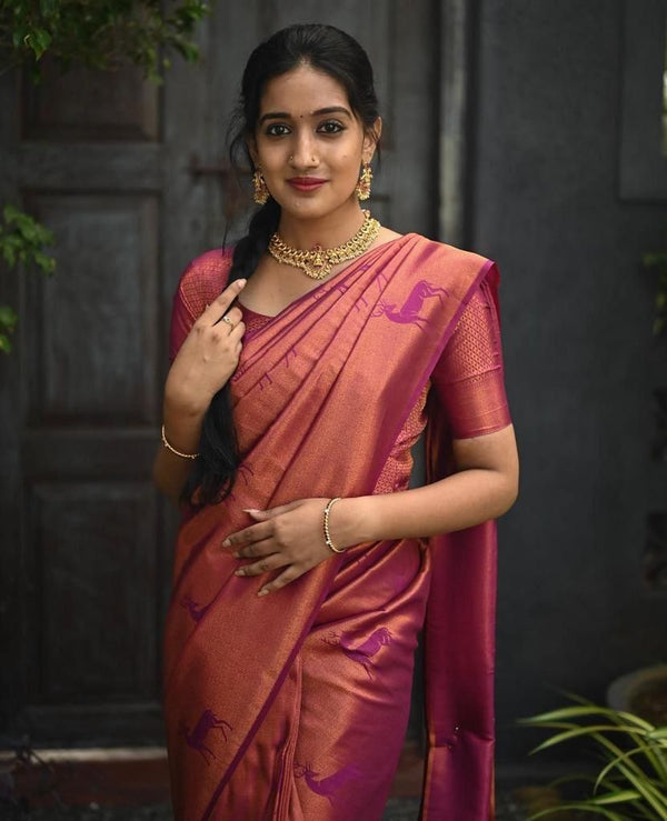 Heavy  Pink Soft  Silk Saree Perfect for Engagement and Reception
