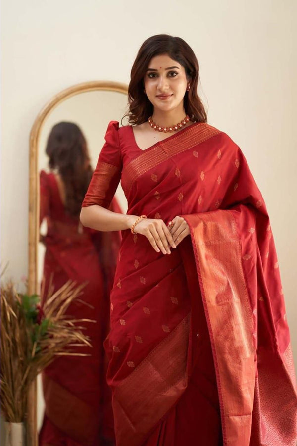 Gorgeous Premium Light Maroon Silk Saree with Stylish Designer Pattern