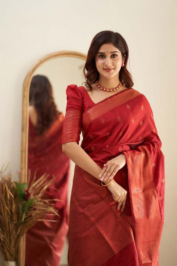 Gorgeous Premium Light Maroon Silk Saree with Stylish Designer Pattern