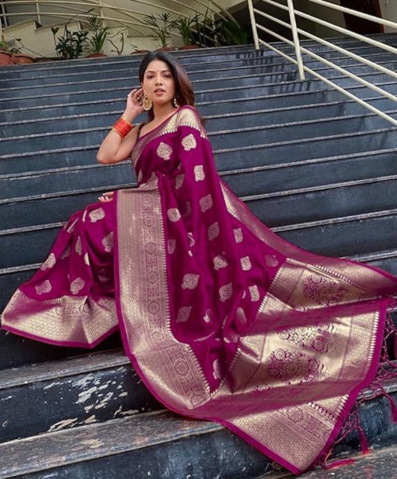 Premium Wine Soft Silk Saree with Smooth Fabric and Classic Border