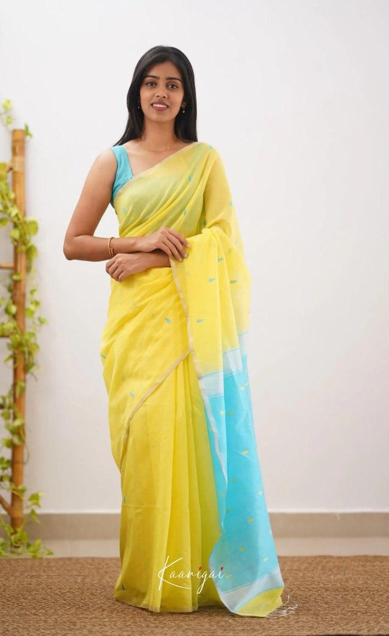 Beautiful Yellow -Sky Festival Wear Silk Saree with Luxurious Touch