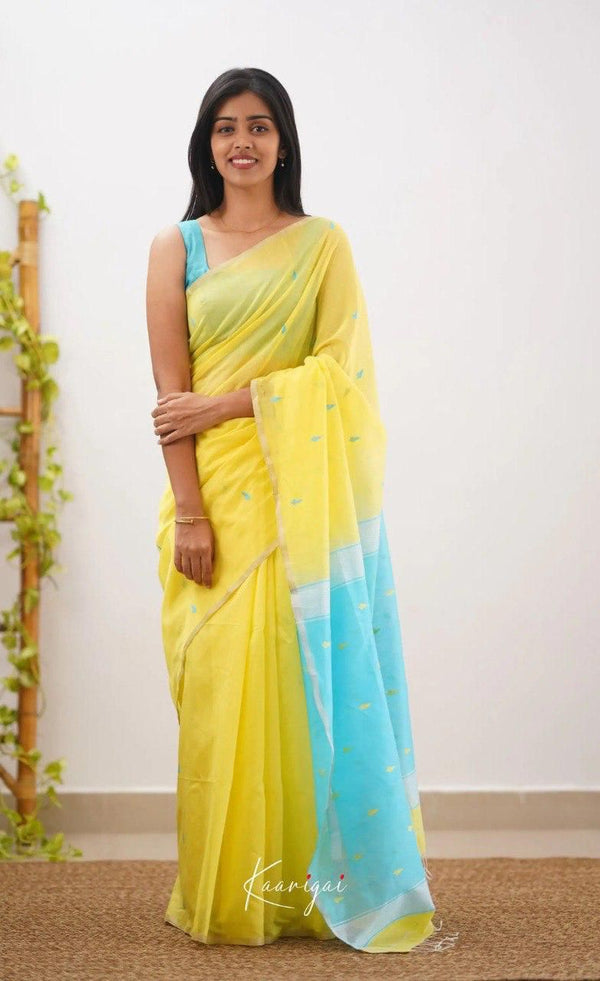 Beautiful Yellow -Sky Festival Wear Silk Saree with Luxurious Touch