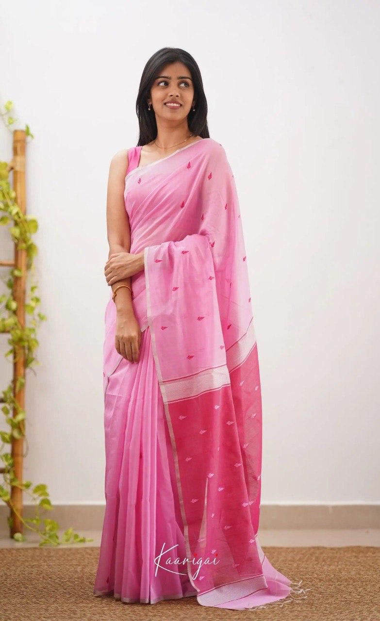 Designer Baby Pink Soft Silk Saree with Shiny Finish and Trendy Pattern