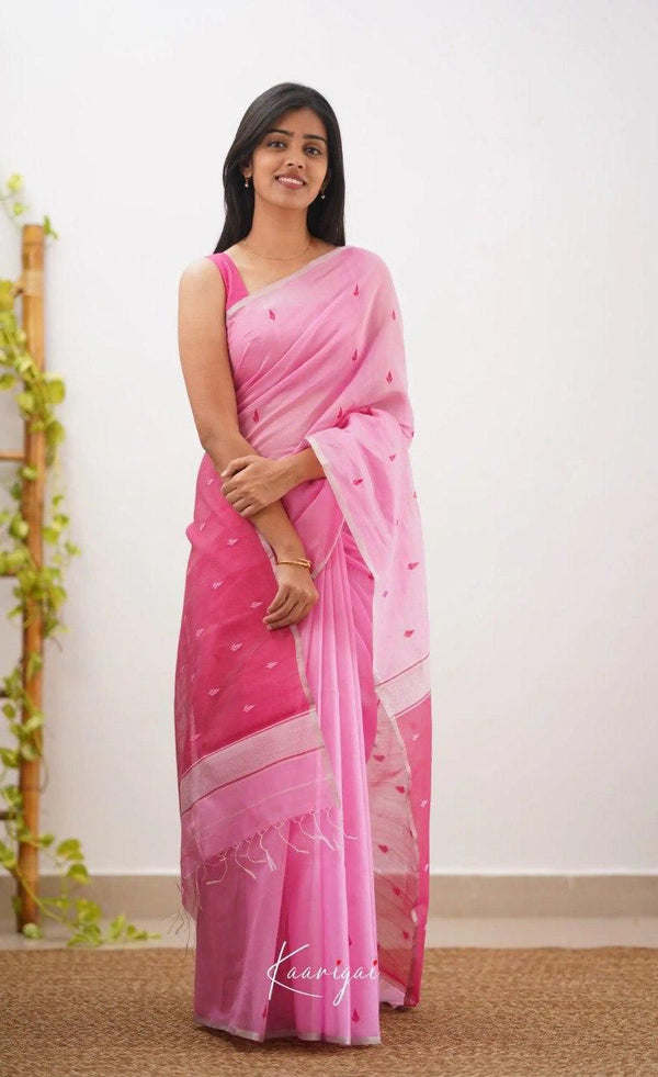 Designer Baby Pink Soft Silk Saree with Shiny Finish and Trendy Pattern