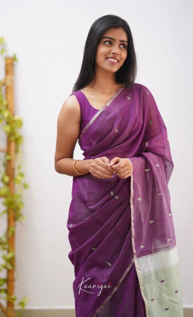 Graceful Wine Pure Silk Saree with Delicate Thread Motifs