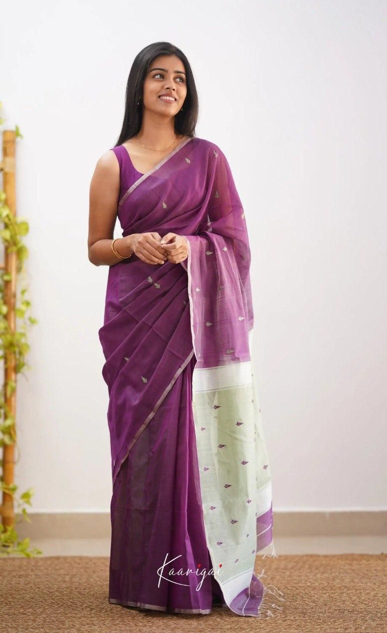 Graceful Wine Pure Silk Saree with Delicate Thread Motifs